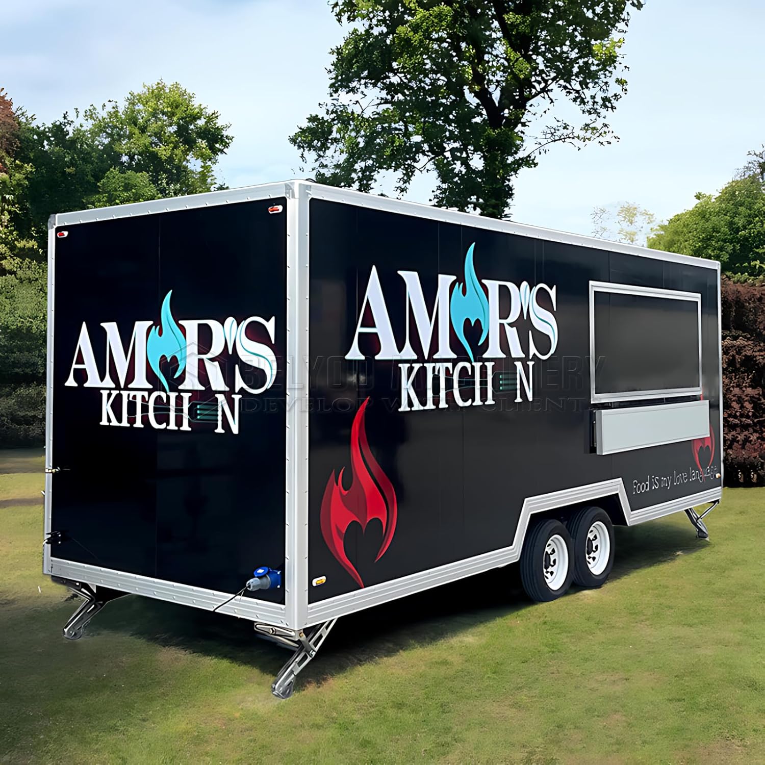BELYOO Truck Hot Dog Carts for Commercial Use, Concession Kitchen Cart with Wheel
