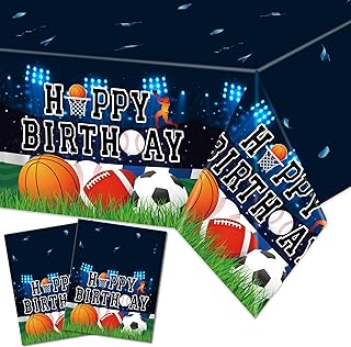 Sports Birthday Party Decorations Tablecloth Sports Themed Party Decorations Navy Blue Sports Birthday Party Supplies 2pack 108x54 inches Waterproof Tablecloth for Birthday Party