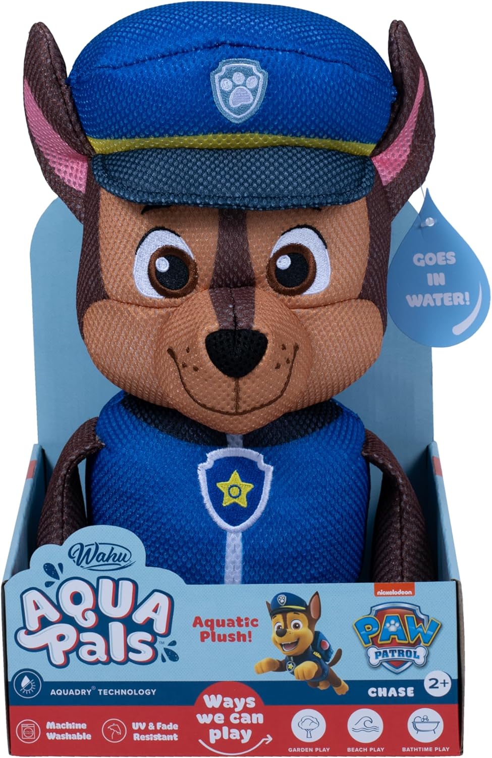 Wahu Aqua Pals: Paw Patrol - Chase | Waterproof Kids Plush Toy | Perfect for Indoor and Outdoor Play | Ages 2 Plus