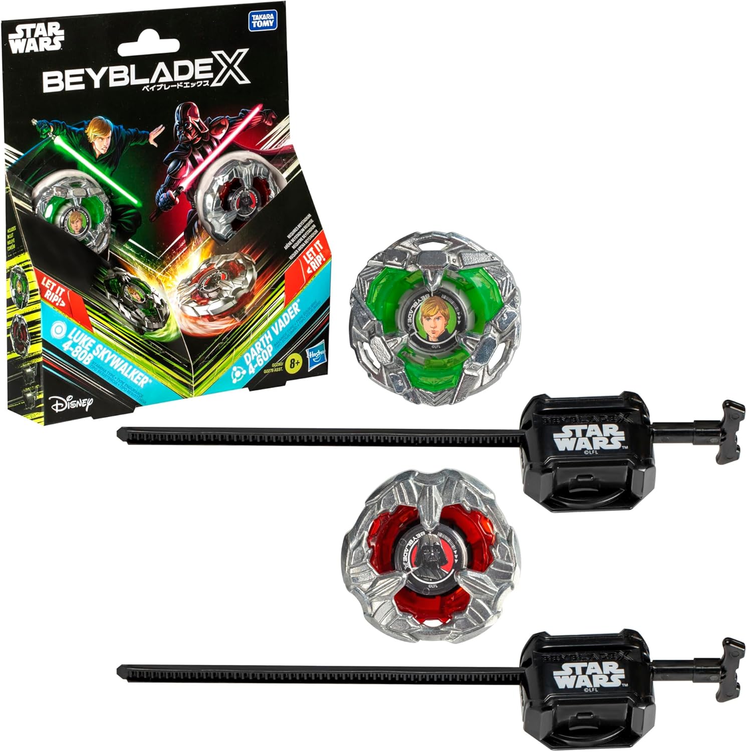 Beyblade X and Star Wars Collab Luke Skywalker 4-80B vs. Darth Vader 4-60B Multipack Set, Laucher Toy for 8+ Year Old Boys and Girls, Collectibles