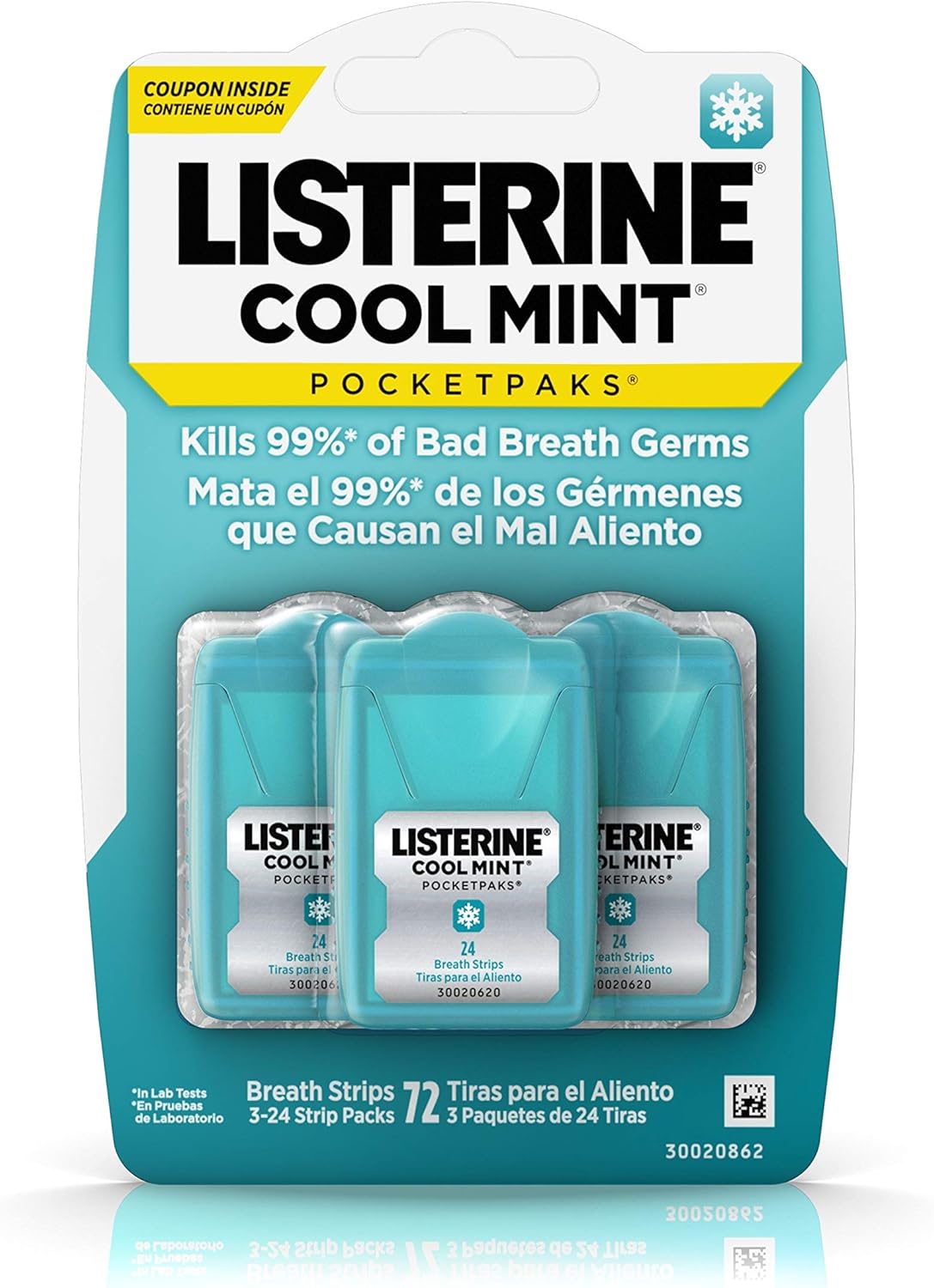 Listerine - Pocketpaks, Oral Care Strips, Cool Mint - 72 Strips