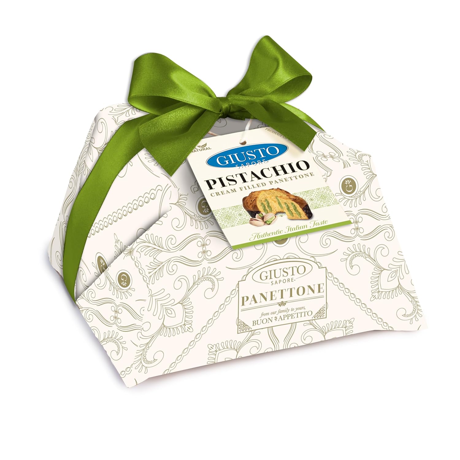 Giusto Sapore Authentic Italian Panettone Filled with Pistachio Cream - New and Imported from Italy, Family Owned - 28.21 oz