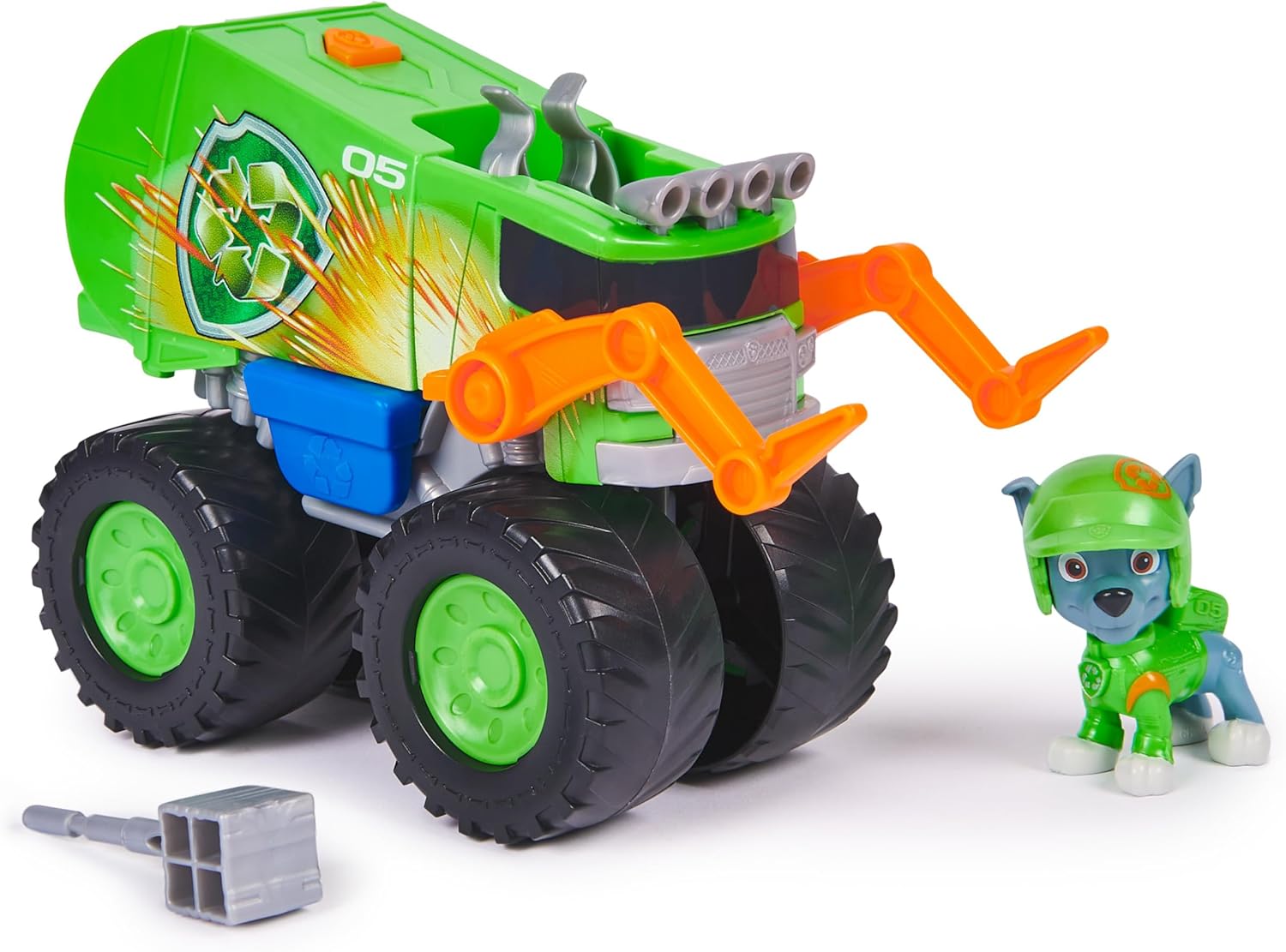 Paw Patrol: Rescue Wheels Rocky’s Recycle Truck, Toy Truck with Projectile Launcher and Collectible Action Figure, Kids’ Toys for Boys & Girls Ages 3+