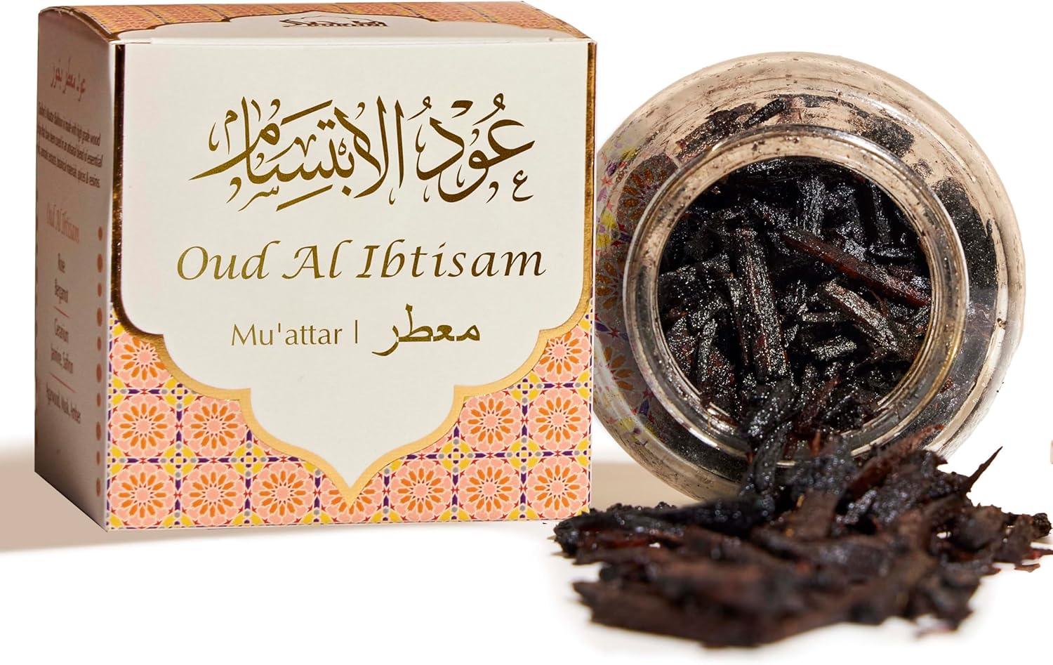 Oud Al Ibtisam Muattar Bakhoor by Dukhni | 1 jar X 40 Grams | Arabic Bakhoor Incense | Aromatic Wood Chips | Warm Floral Oud Blend | Perfect for Prayer Time | Ramadan & Eid Gifts