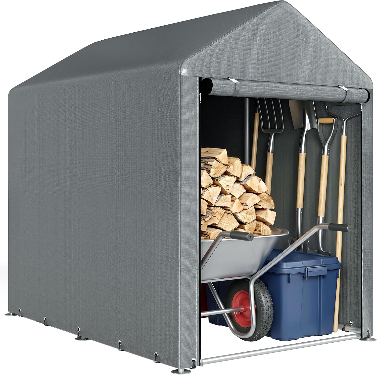 Outsunny 1.2 x 1.8m Outdoor Garden Storage Shed Tent Large Door Dark Grey