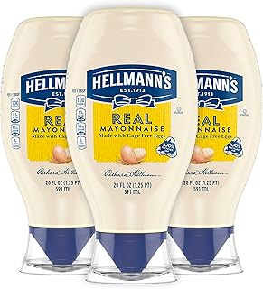 Hellmann's Real Mayonnaise Squeeze Bottle 3 Count a Rich Creamy Condiment Gluten Free, Made With 100% Cage-Free Eggs 20 oz