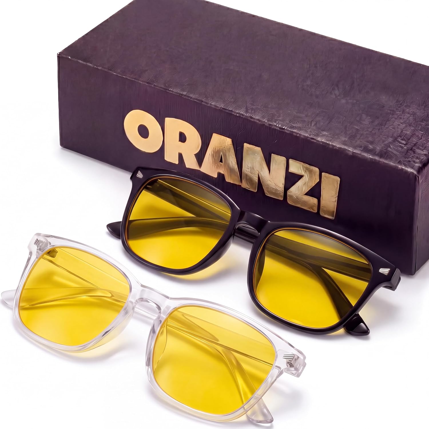 Night Driving Glasses for Men & Women, Yellow Tinted Anti Glare