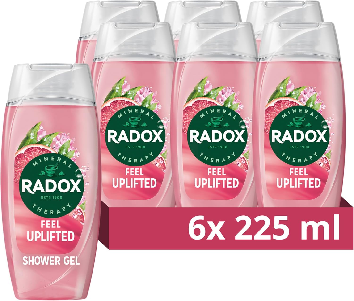 Radox Mineral Therapy Feel Uplifted Shower Gel with Grapefruit & Ginger Scent - 225 ml (Pack of 6)