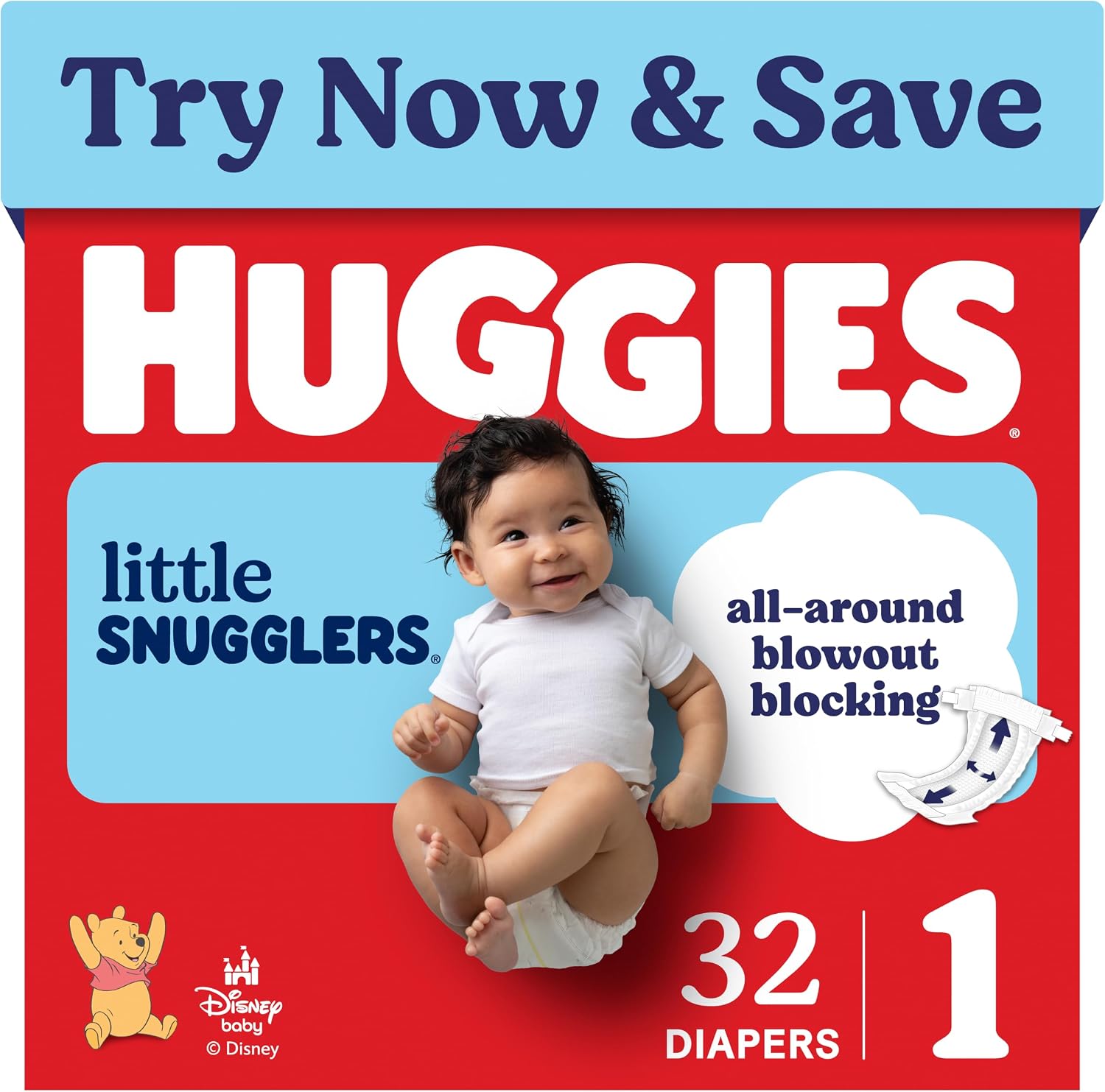 Huggies Little Snugglers Diapers Size 1, 32 Count