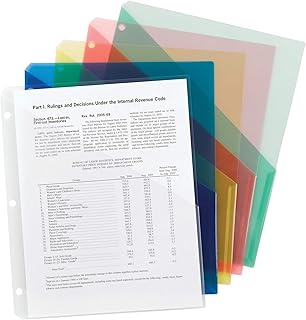 Smead Organized Up Poly Translucent Slash File Jacket, Three-Hole Punched, Letter Size, Assorted Colors, 10 per Pack (85754) (Pack of 1)