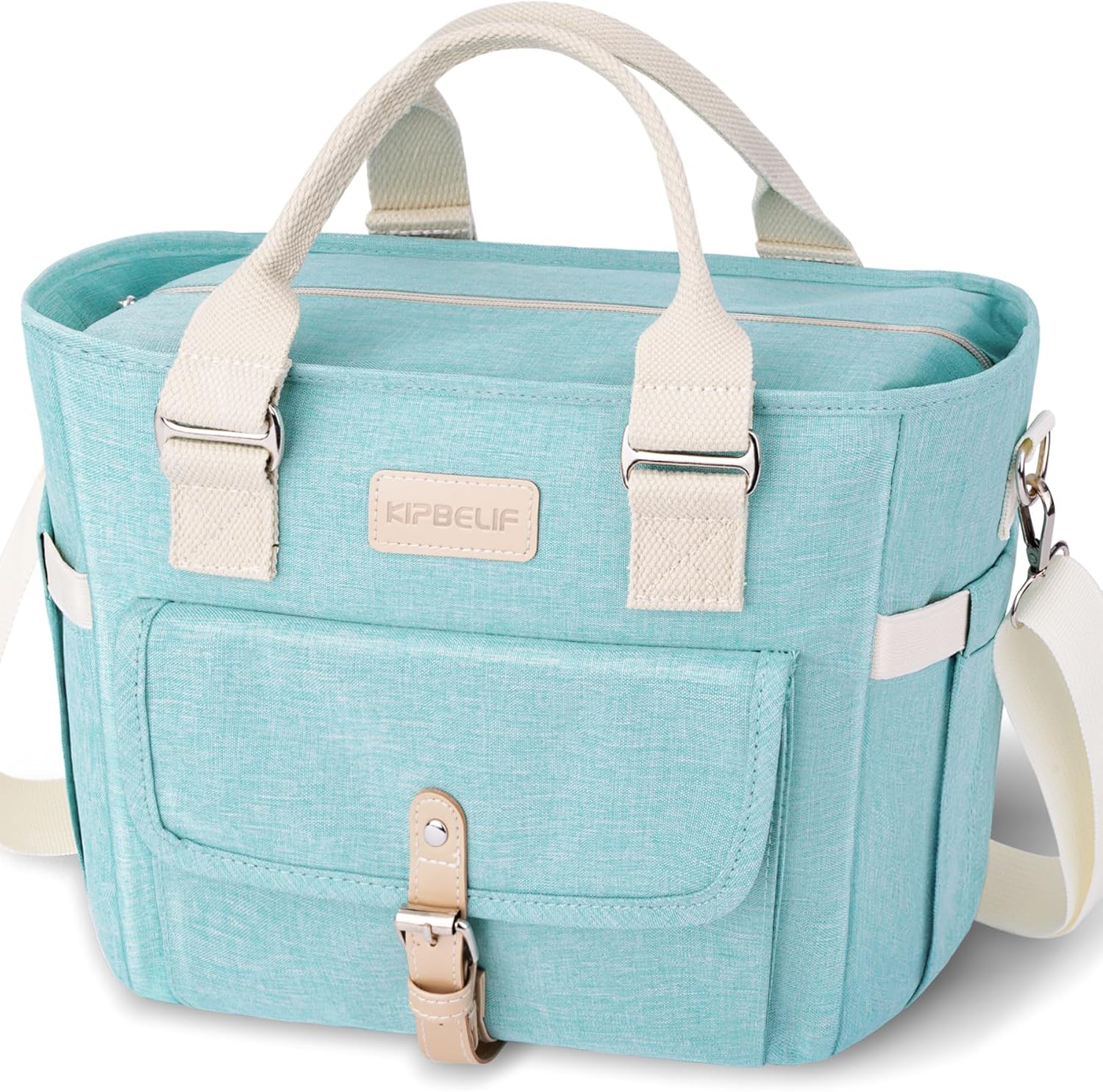KIPBELIF Cute&Classy Roomy Insulated Lunch Bags for Women - Stylish & Functional Large Tote Adult Lunch Box for Working & Picnic (Aqua Green, Extra Large Size)