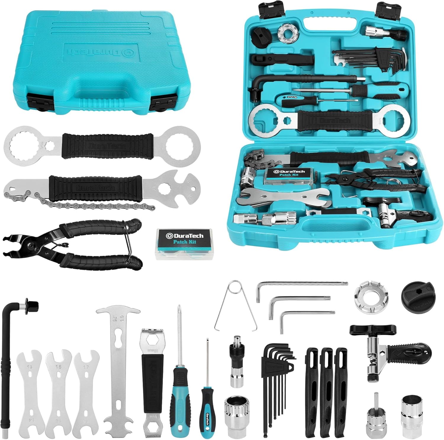 DURATECH 41-Piece Professional Bicycle Repair Set, Bicycle Repair Kit with Tool Box, Bike Tool Kit, Home Multi-Purpose Repair Kit, Suitable for Professional Bicycle Repair, Home Routine Repair, DIY
