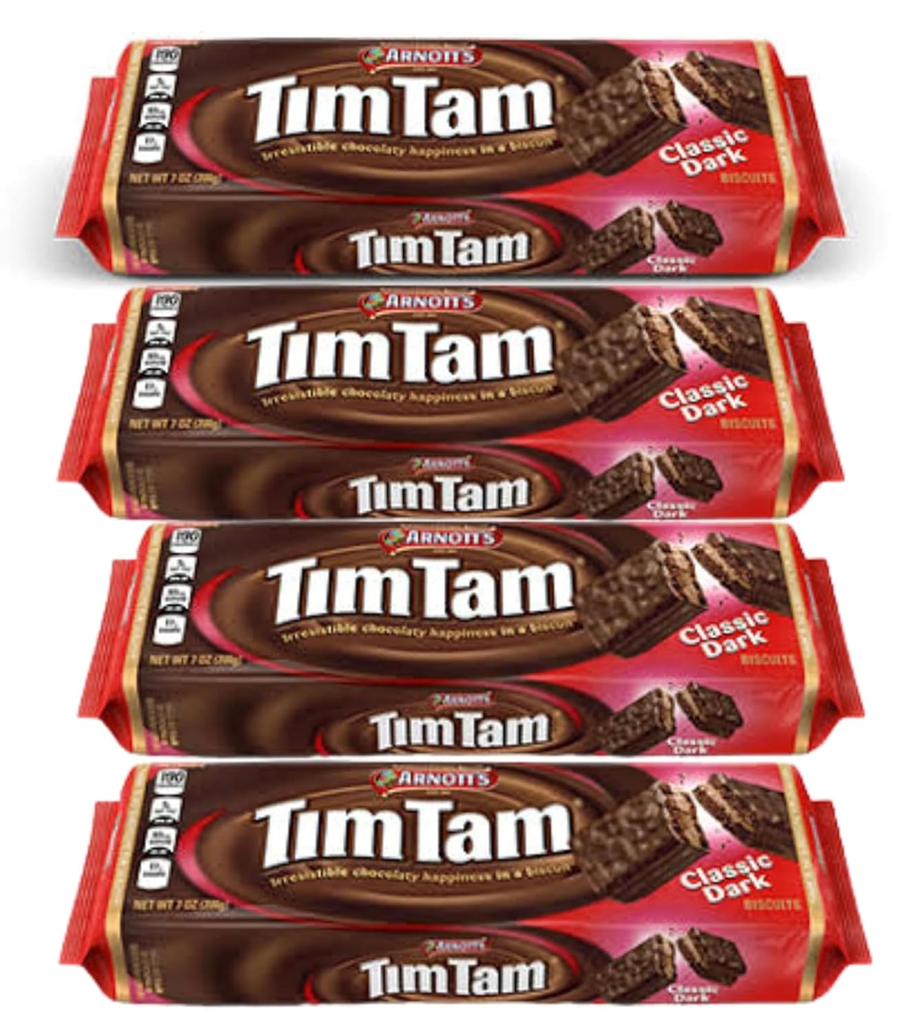 TIM TAM Classic Dark Choc (Pack Of 4 x 200g Ea) FRESH & DELICIOUS, The Most Irresistible Chocolate Biscuits. Aussie Made & Loved
