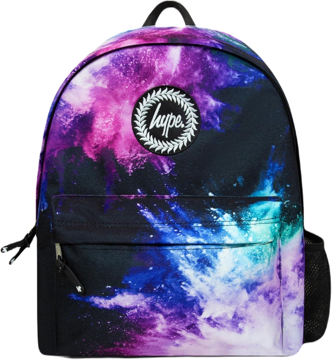hype Boys Backpack, Black, Purple & Teal Dust Iconic Bag, School Bag for Kids, Comfortable Rucksack with Bottle Holder, 3 Storage Compartments, Padded, Adjustable Straps & Grab Handle