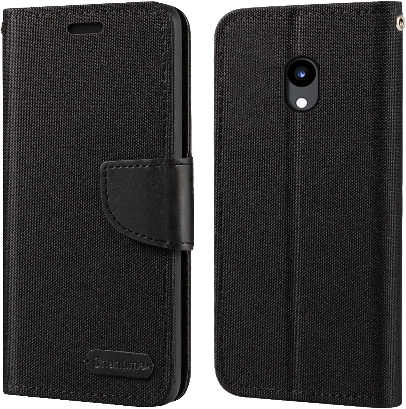 Oxford Fabric PU Leather Flip Wallet Case Compatible with Xiaomi Qin F21 Pro Camera version, Durable Protective Cover with Card Slots and Magnetic Closure (Black)