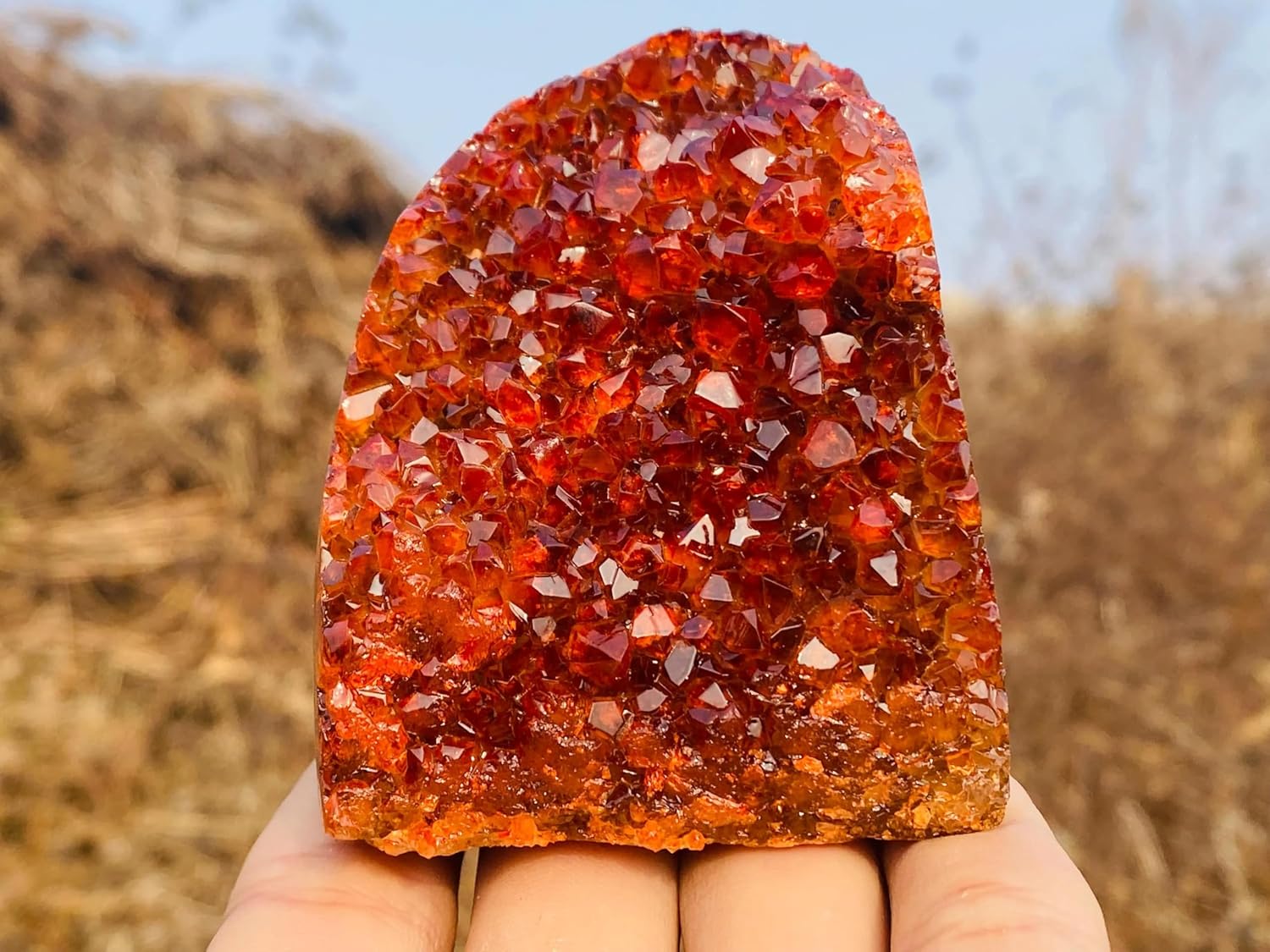 200-300g Selected Raw Orange Geode Quartz Cluster Home Feng Shui Ornaments Energy Stone Healing Tools Meditation Feng Shui Decoration Gift Collection