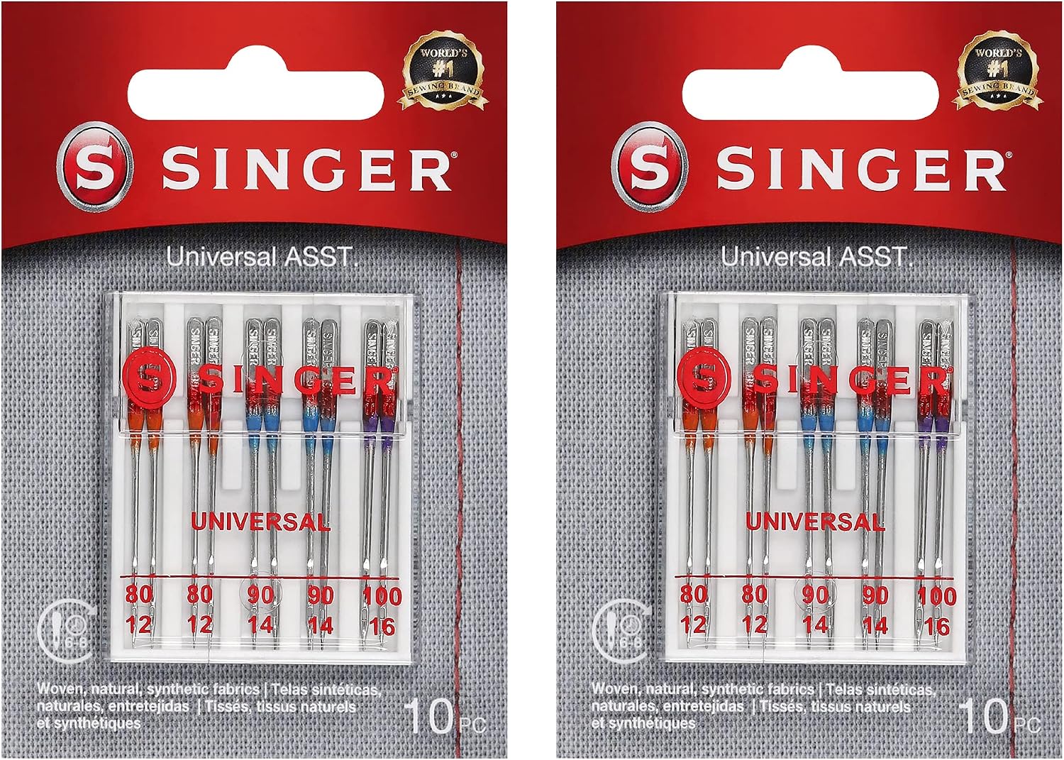 SINGER Universal Regular Point Machine Needles, Assorted Sizes, 20 Count
