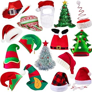 12 Assorted Funny Christmas Hats Santa Hats Elf Hats Christmas Photo Booth Props Hats Christmas Costume Hats for Adult Teen