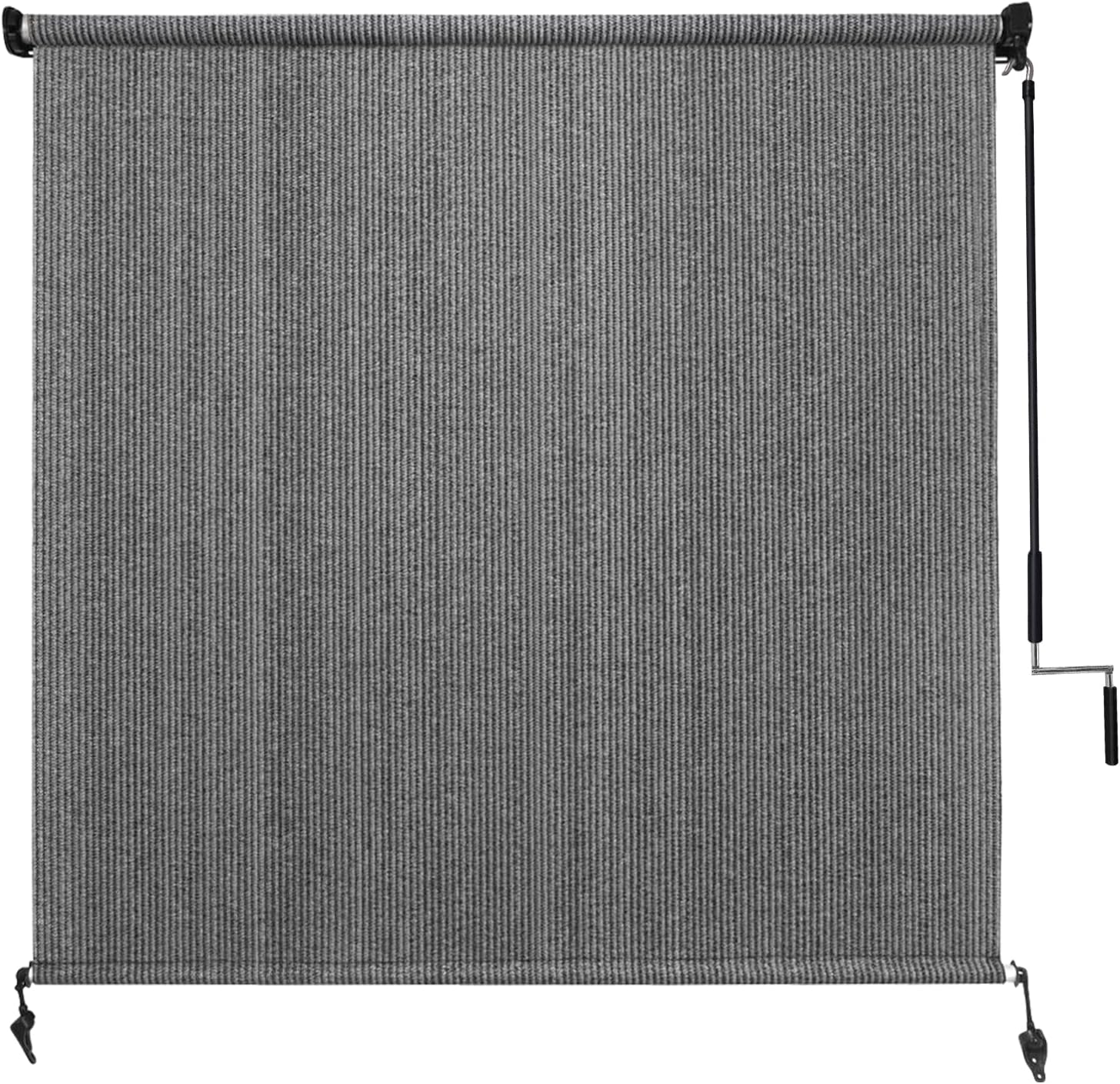 Amagenix Outdoor Roller Shade 8'(W) X 8'(H), Exterior Cordless Patio Shades Roll Up Outdoor Blinds with 90% UV Protection, Two-Section Poles with One-Piece Fabric, Grey