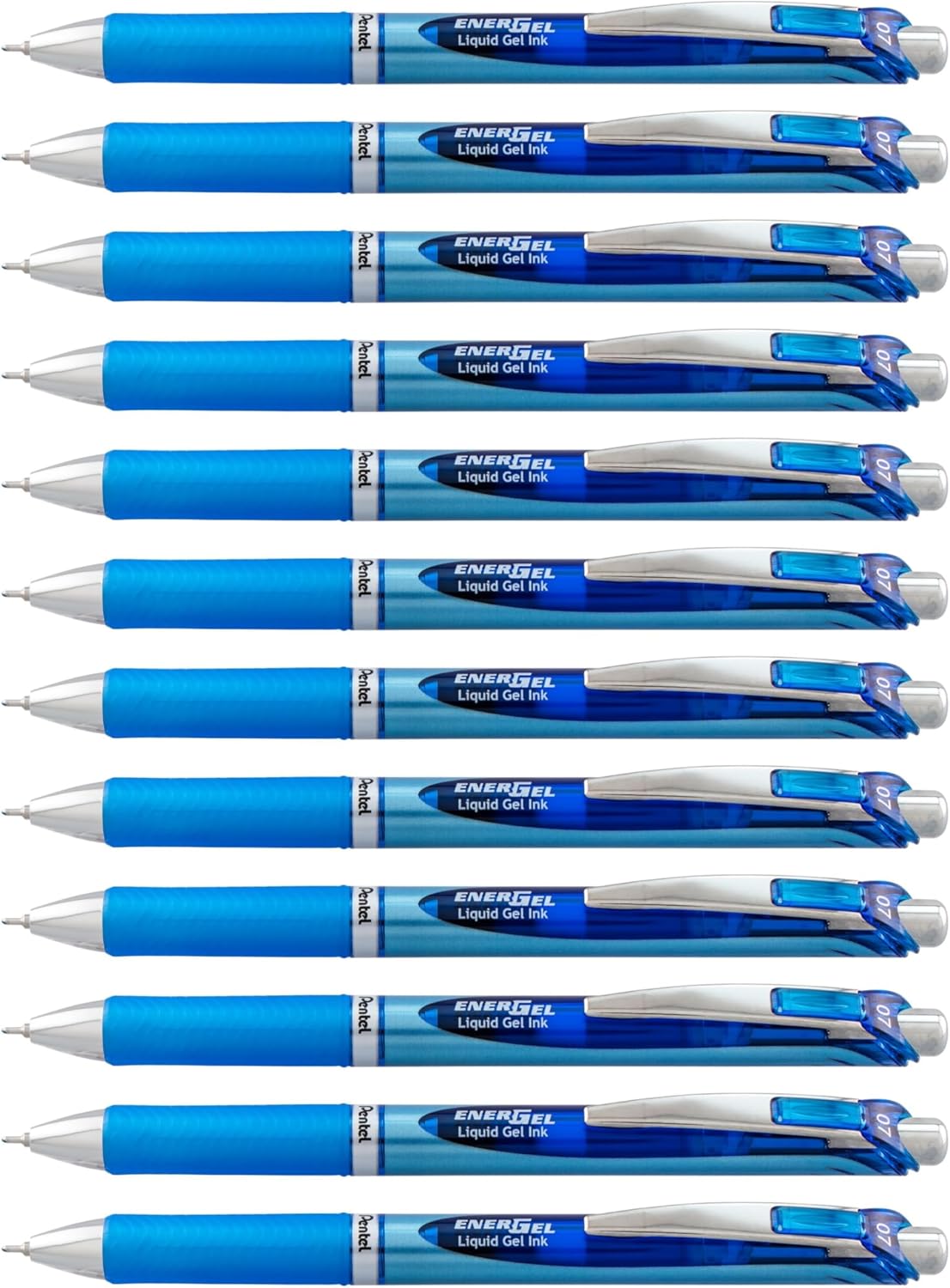 Pentel EnerGel Deluxe RTX Retractable Liquid Gel Pen, Medium Line, Needle Tip, Blue Ink, Box of 12 (BLN77-C), 0.7mm needle