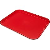 Carlisle FoodService Products Cafe Fast Food Cafeteria Tray with Patterned Surface for Cafeterias, Fast Food, And Dining Room, Plastic, 17.87 X 14 X 0.98 Inches, Red