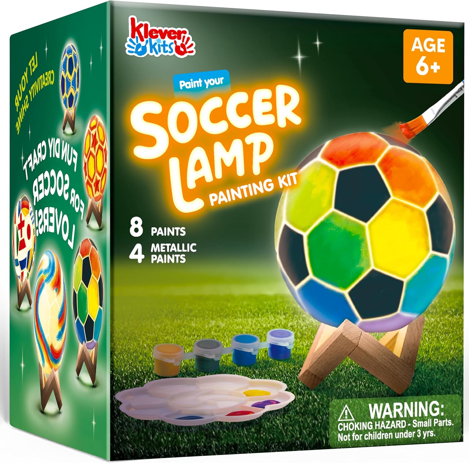 Klever Kits Paint Your Own Football Lamp Kit,3D Space Football Night Light,DIY Lamp Night Light Arts & Crafts Kit for Kids, Birthday Gifts for Girls Boys Ages 6 7 8 9 10 11 12 Presents