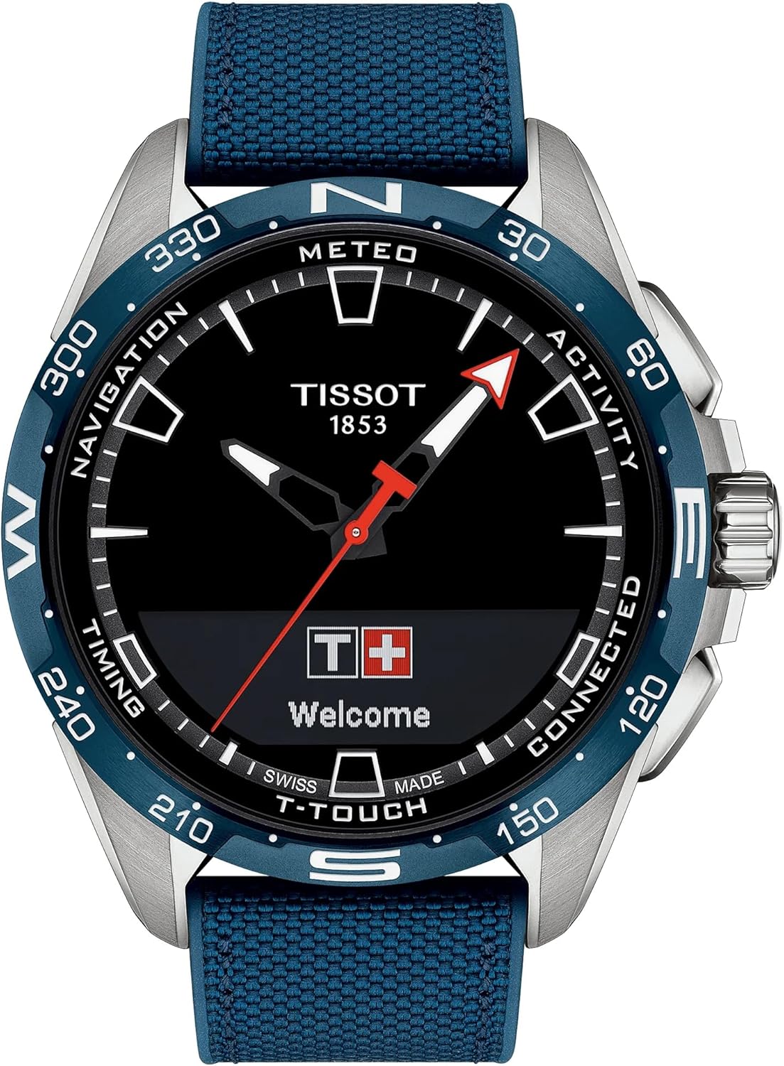 Tissot Mens T-Touch Connect Solar antimagnetic Titanium case Quartz Watch, Blue, Textile, 23 (T1214204705106)