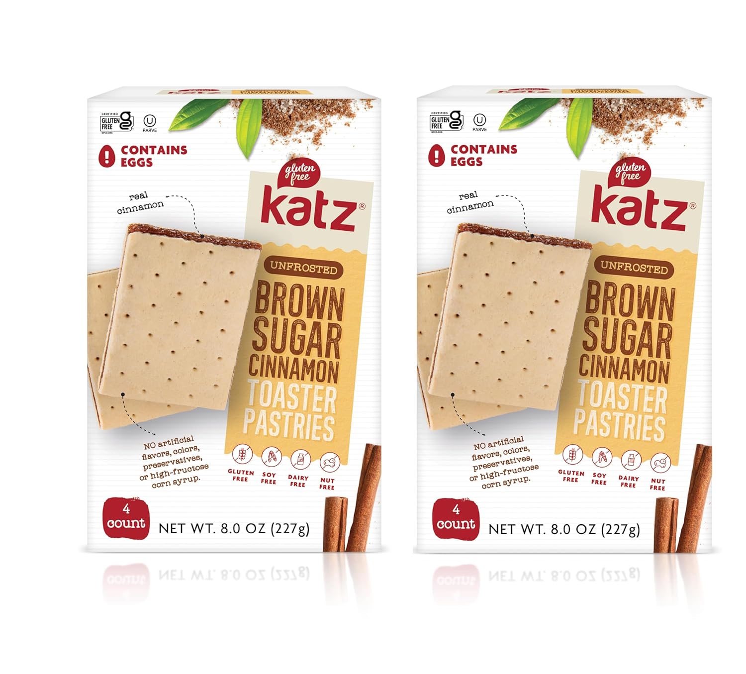 Katz Gluten Free Toaster Pastries. Unfrosted Cinnamon Flavor. Easy Breakfast Snacks. Healthy Snacks For Adults & Kids. Gluten Free. Dairy Free, Nut Free, Peanut Free, Soy Free. Kosher Snacks. 8 OZ (Pack Of 2)