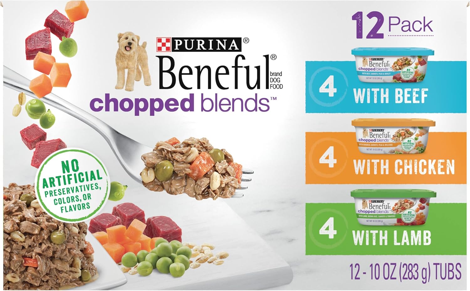 Purina Beneful Wet Dog Food Variety Pack, Chopped Blends - (12) 10 oz. Tubs