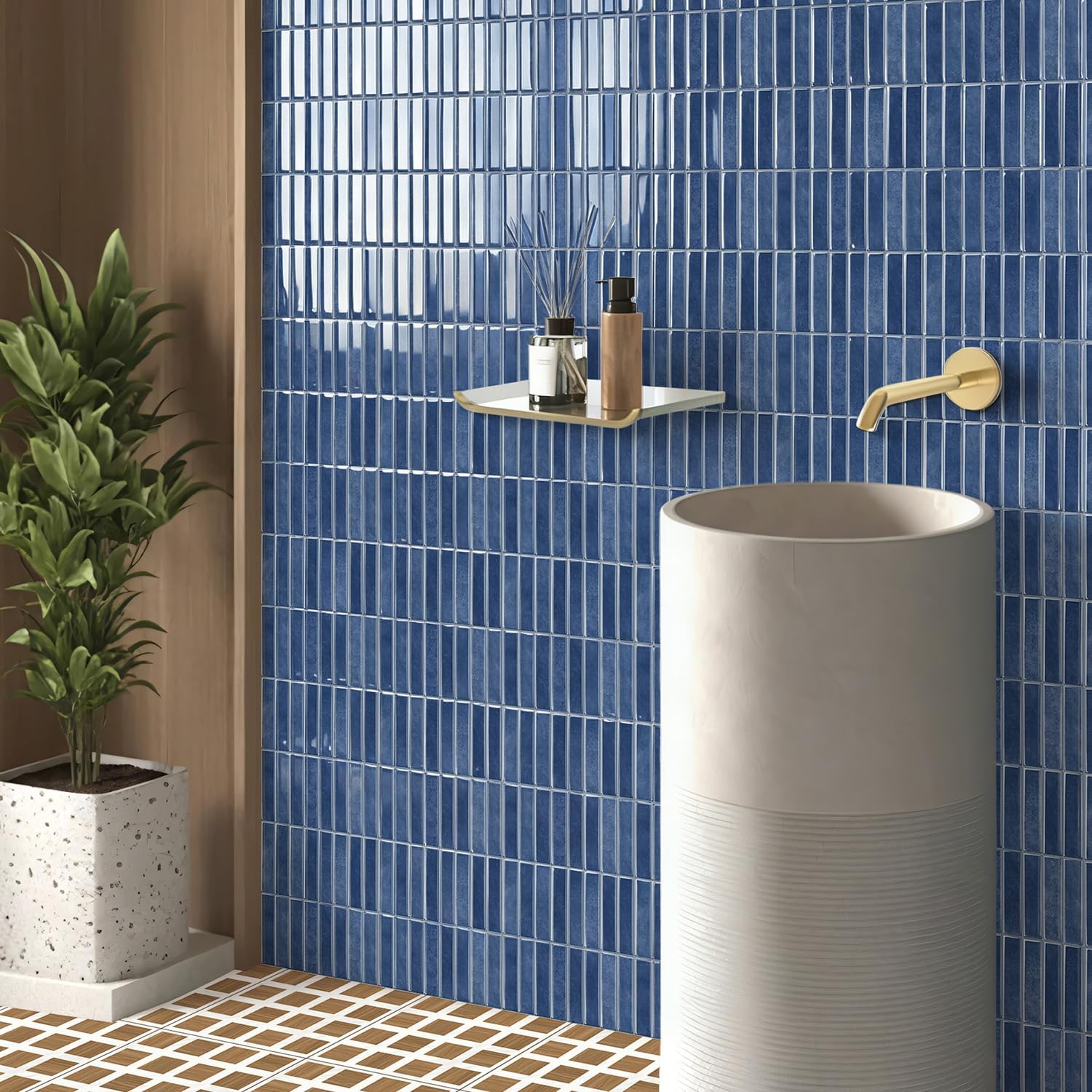 Alwayspon 10 Sheets 12inch/30.5cm 3D Vinyl Backsplash Tiles, Self-Adhesive Peel and Stick Wall Tile Stickers Stick on Subway Tiles for Kitchen Bathroom Wall, Klein Blue