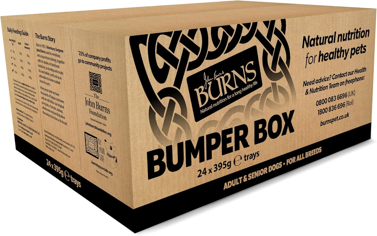 Burns Pet Nutrition Wet Dog Food For Adult & Senior Dogs – 24 x 395g Variety Box (8 x Free-range chicken, 8 x Wholesome Turkey, 4 x Hearty Lamb, 4 x Wild Fish)