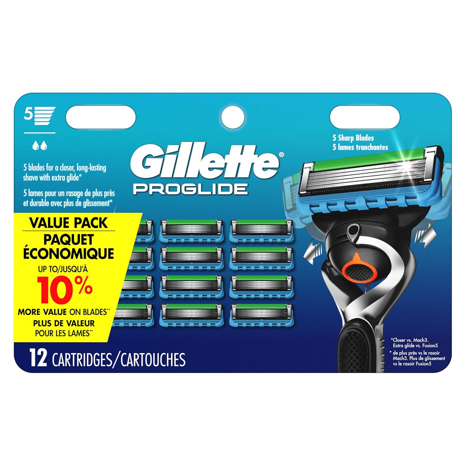 Gillette Fusion5 ProGlide Men's Razor Blade Refills, 12 Count, Mens Blades