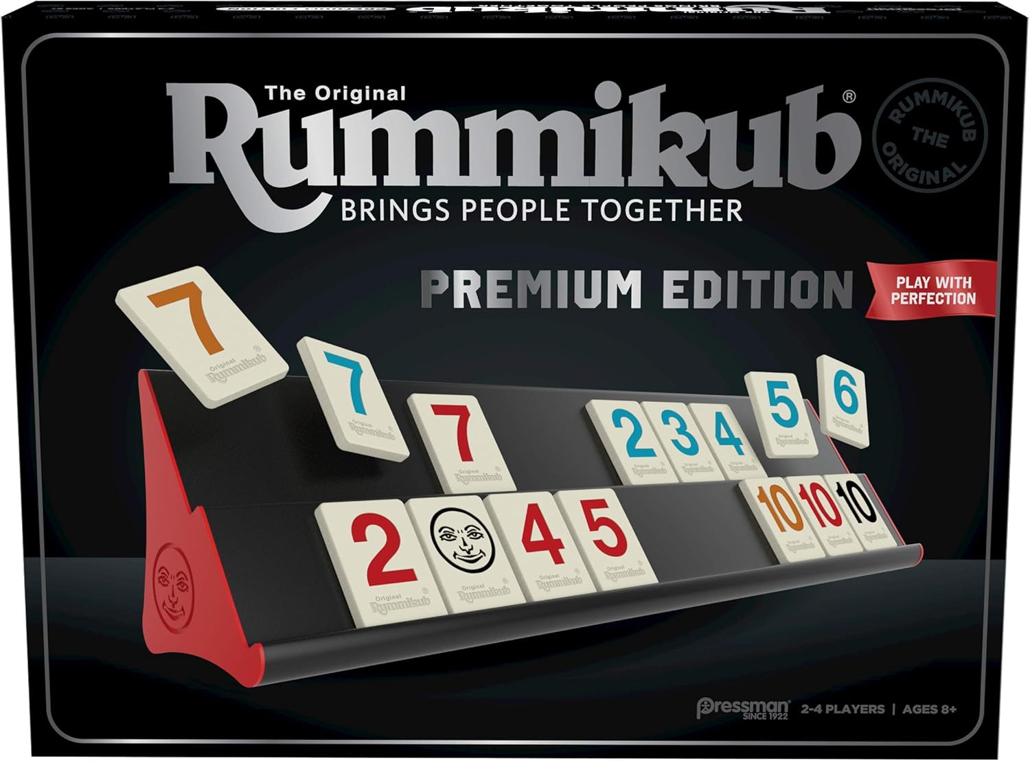 Rummikub Premium Edition by Pressman - Features Racks - Large Number Engraved Tiles and a Storage Bag for The Ultimate Rummikub Experience by Pressman , Silver