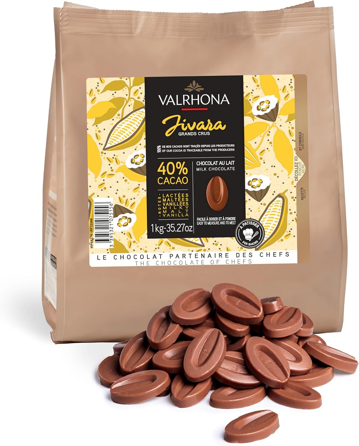 Valrhona Jivara 40 Percent Milk Chocolate Bag of Beans 1 kg