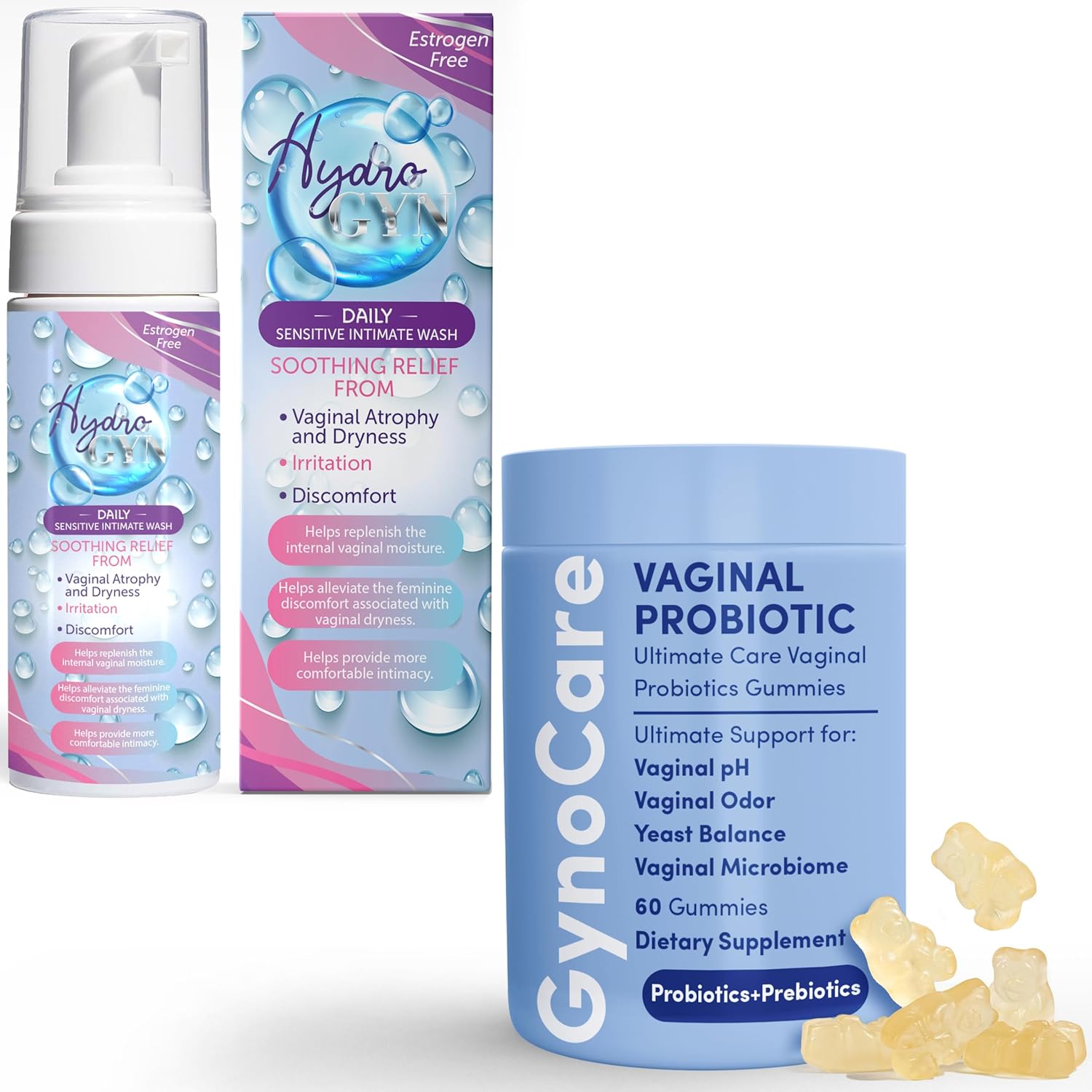 Terramed Just Think Comfort Vaginal Probiotic Gummies for Women + Unscented Feminine Wash – Dual Support for pH Balance, Odor Control, and Intimate Health