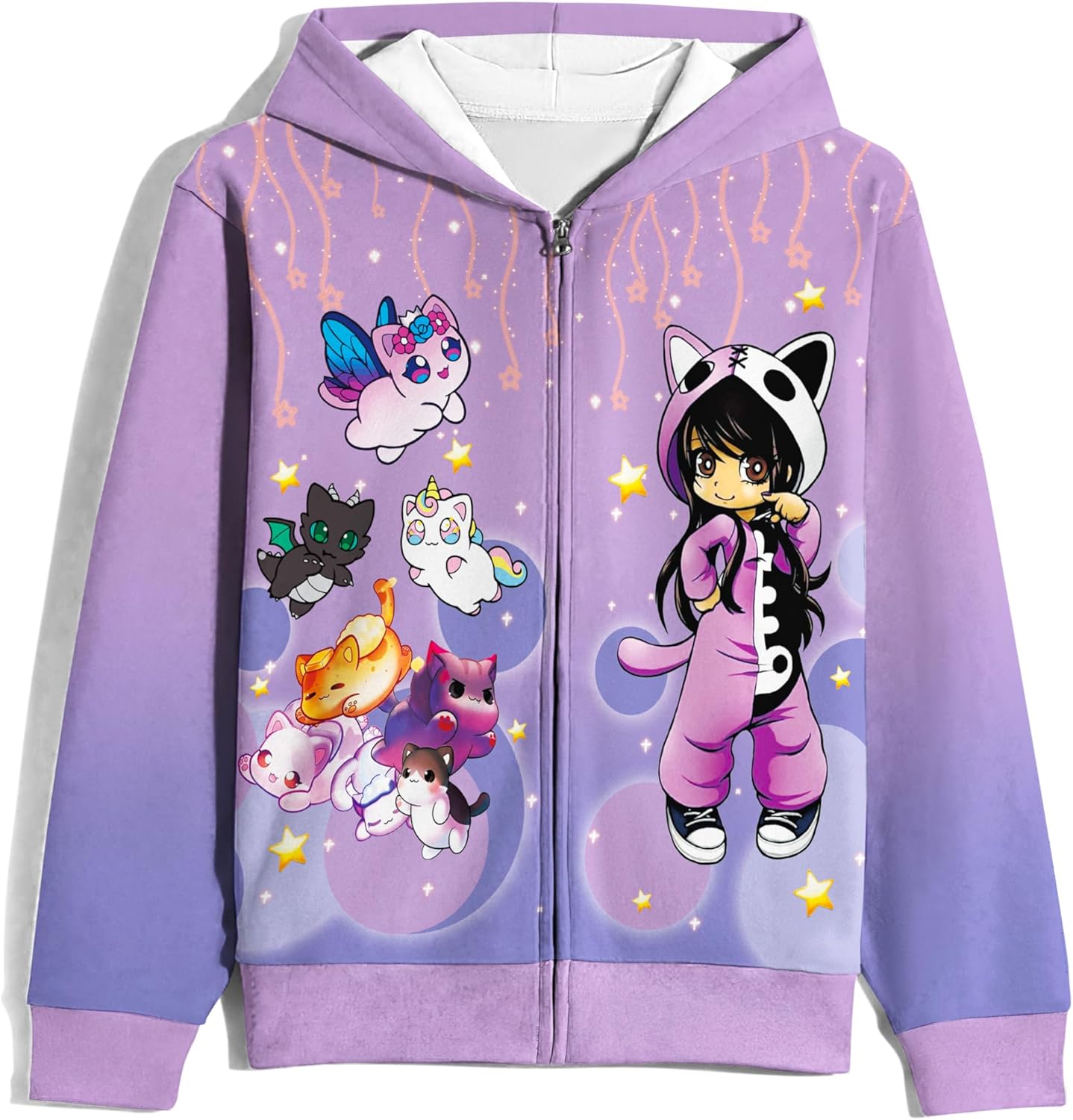 Aepotumn Aphmau Merch Hoodie For Girls Kids Zip-up Hooded Pullover Sweatshirt Casual Coats Outerwear for Girls