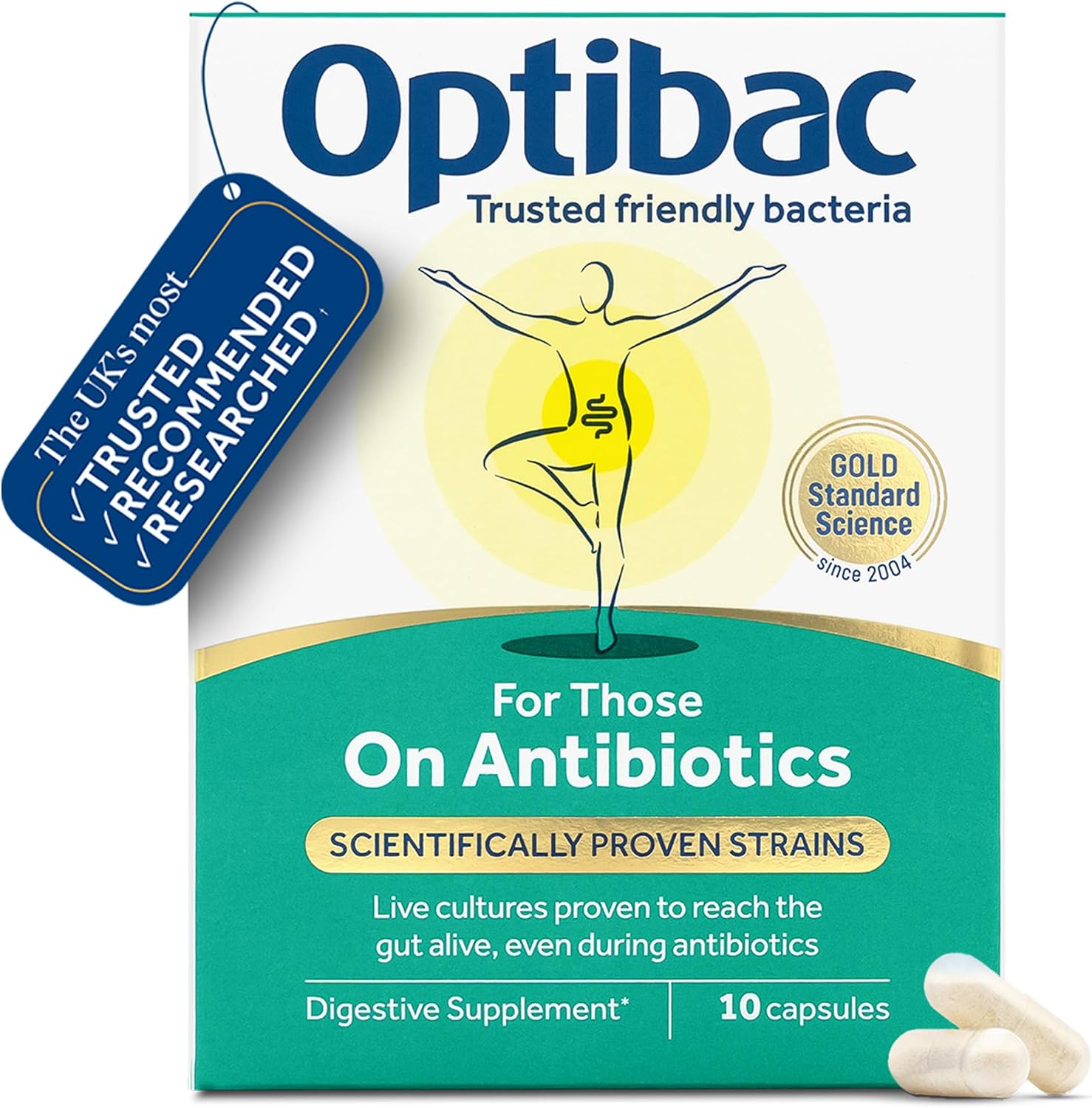 Optibac for Those On Antibiotics, Vegan Digestive Supplement - 10 Capsules