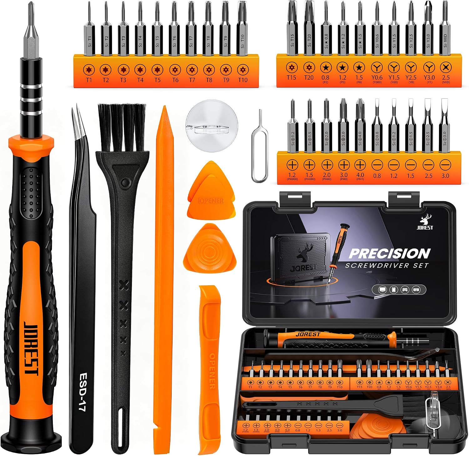 JOREST 40Pcs Precision Screwdriver Set, Mini Screwdriver with Torx T5 T6 T8