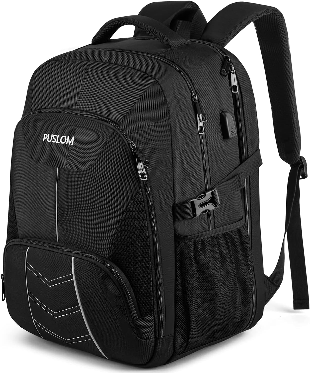 Extra Large Backpack 55L,18.4 Inch Travel Laptop Work Bag with USB Charging Port Big Business Flight Approved TSA Heavy Duty Computer Rucksack for Men Women College School,Black