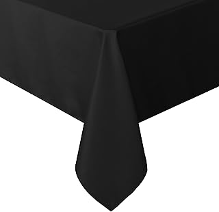 sancua Rectangle Tablecloth - 60 x 84 Inch - Stain and Wrinkle Resistant Washable Polyester Table Cloth, Decorative Fabric Table Cover for Dining Table, Buffet Parties and Camping, Black