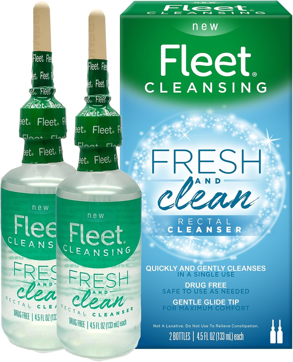 Fleet Fresh and Clean Saline Rectal Cleanser, Saline Solution Anal Douche, 2 Douche Bottles, 4.5 Fl Oz