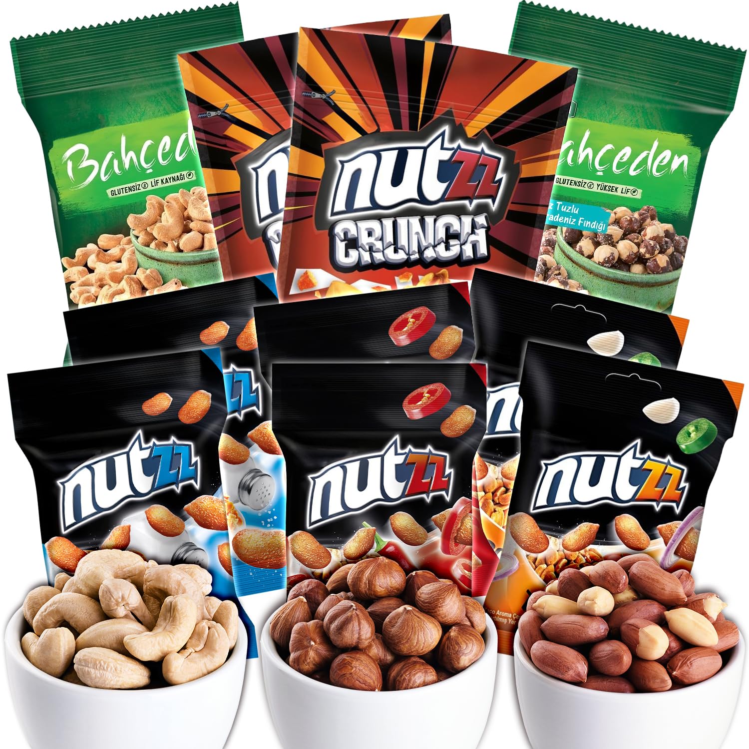 Assorted Gourmet Nut Gift Box 10 Pcs Individually Packaged, 6 Delicious Flavors, Perfect Nut Snack Box for Whole Family at Thanksgiving & Christmas Gifts