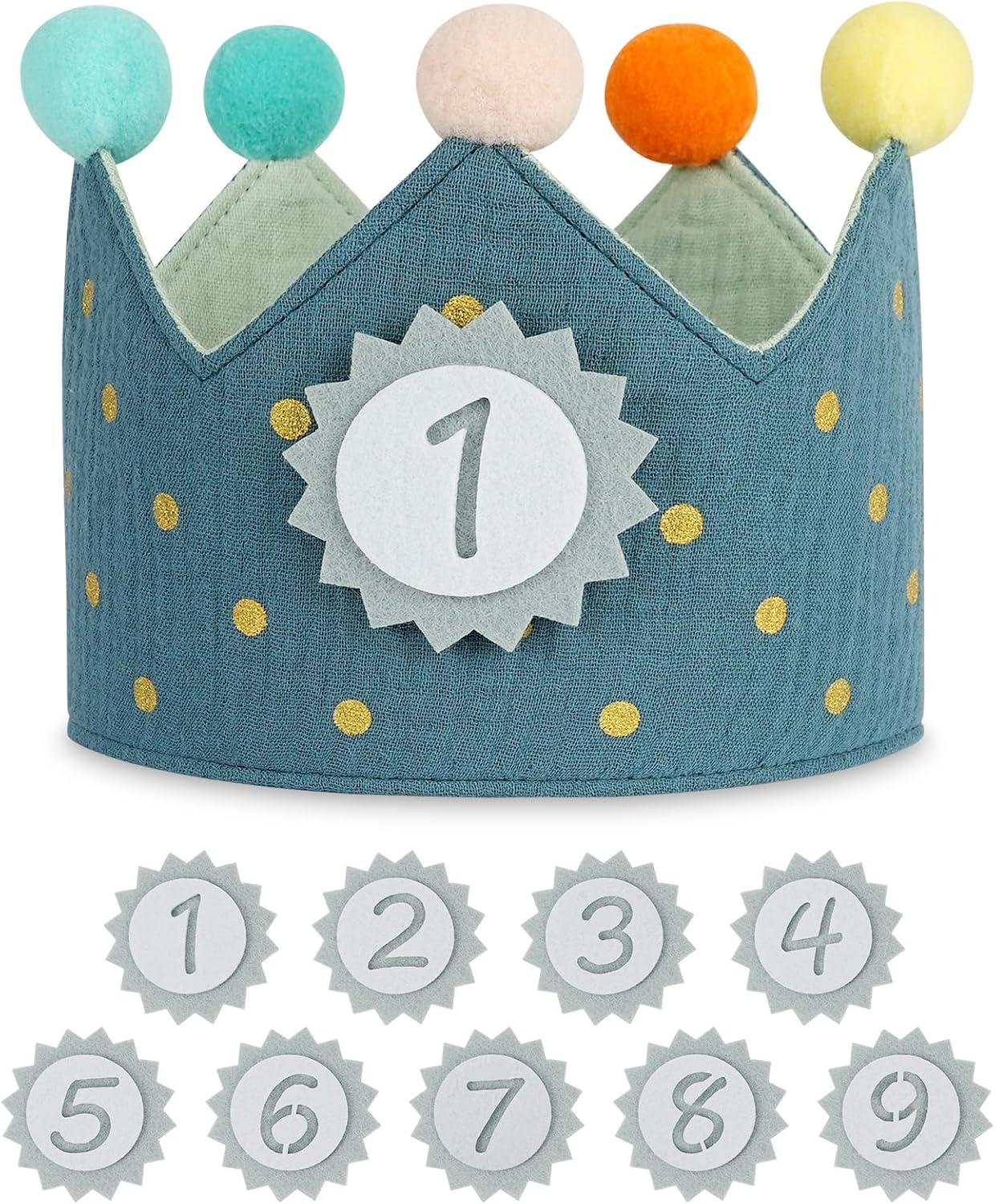 URAQT Birthday Crown for Kids, Reusable Birthday Party Hat Crown with Interchangeable Number from 1 to 9, Happy Birthday Hat, Birthday Party Tiara Headbands Gifts for Boys Girls