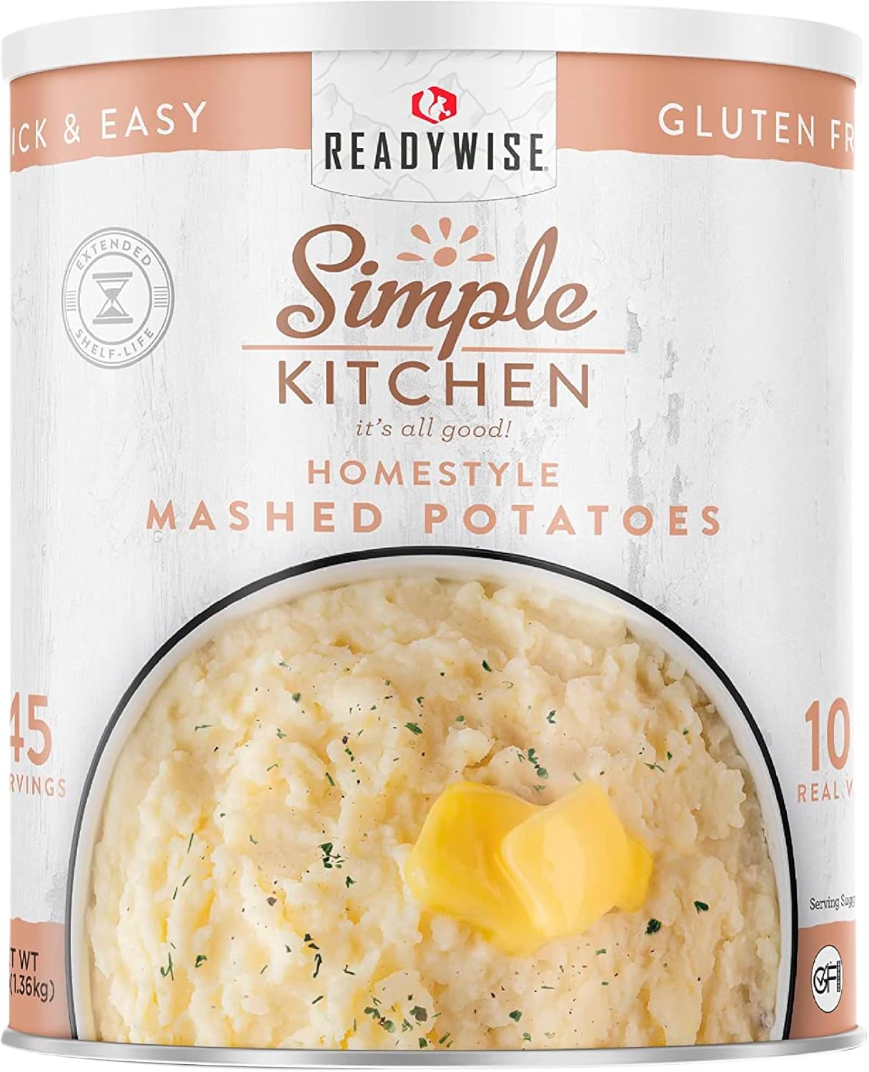 ReadyWise Simple Kitchen Homestyle Mashed Potatoes, Canned Freeze-Dried Vegetables, No. 10 Can, 45 Servings