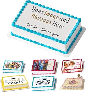 Create Your Own 1/4 Sheet - 10.5’ x 8’’ Icing Toppers - Personalized Cake Images for Birthday Wedding Graduation Special occasion - Customized Cake Topper - No Known Allergens
