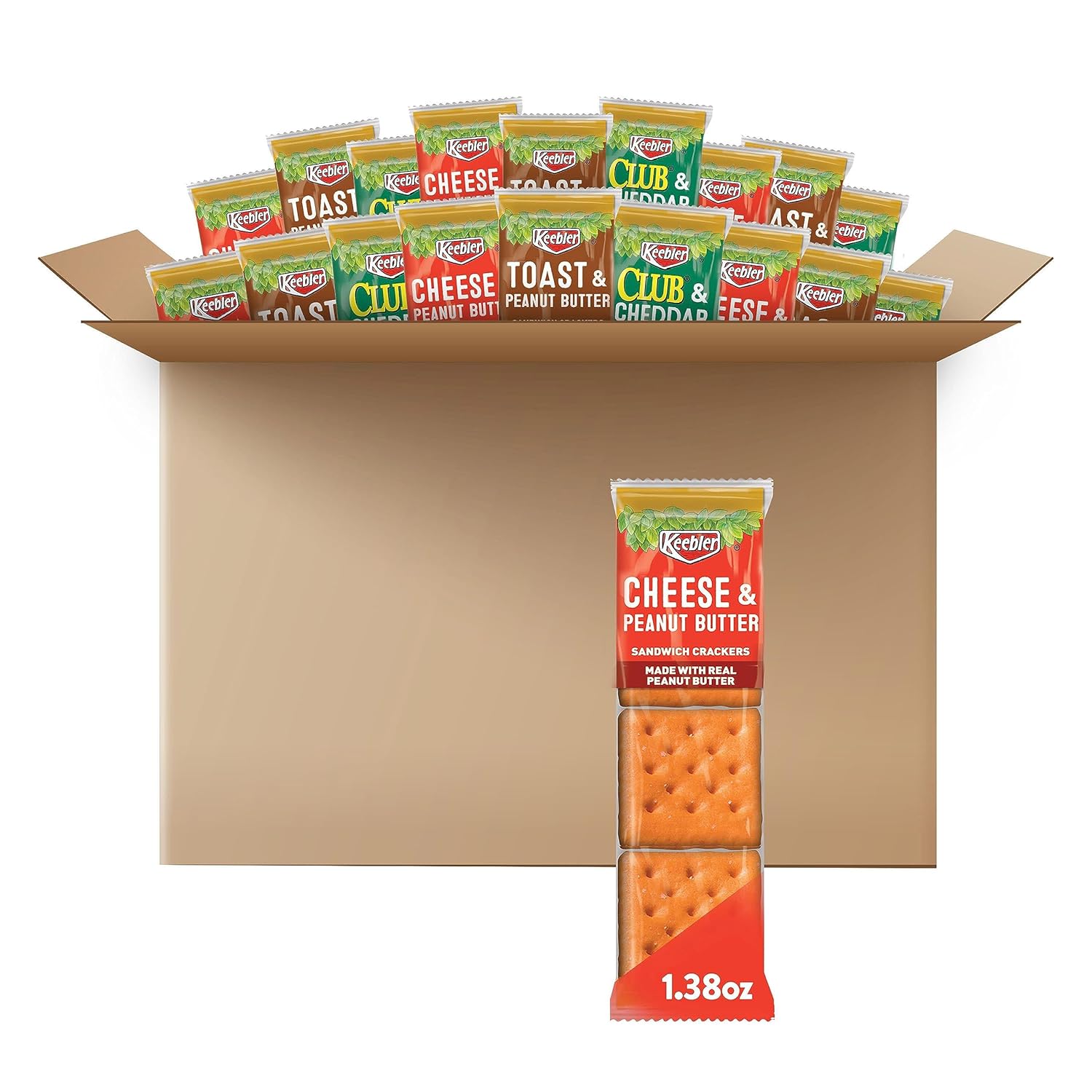 Keebler Sandwich Crackers, Single Serve Snack Crackers, Lunch Snacks, Variety Pack (45 Packs)