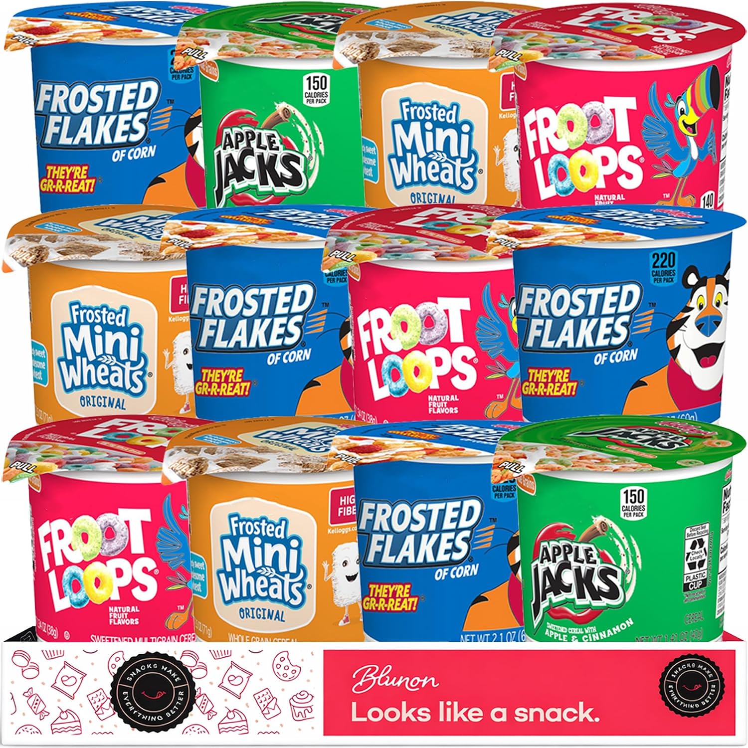 Cereal Cups Variety Pack, Single Serve Individual Breakfast Cereal, 12 Pack
