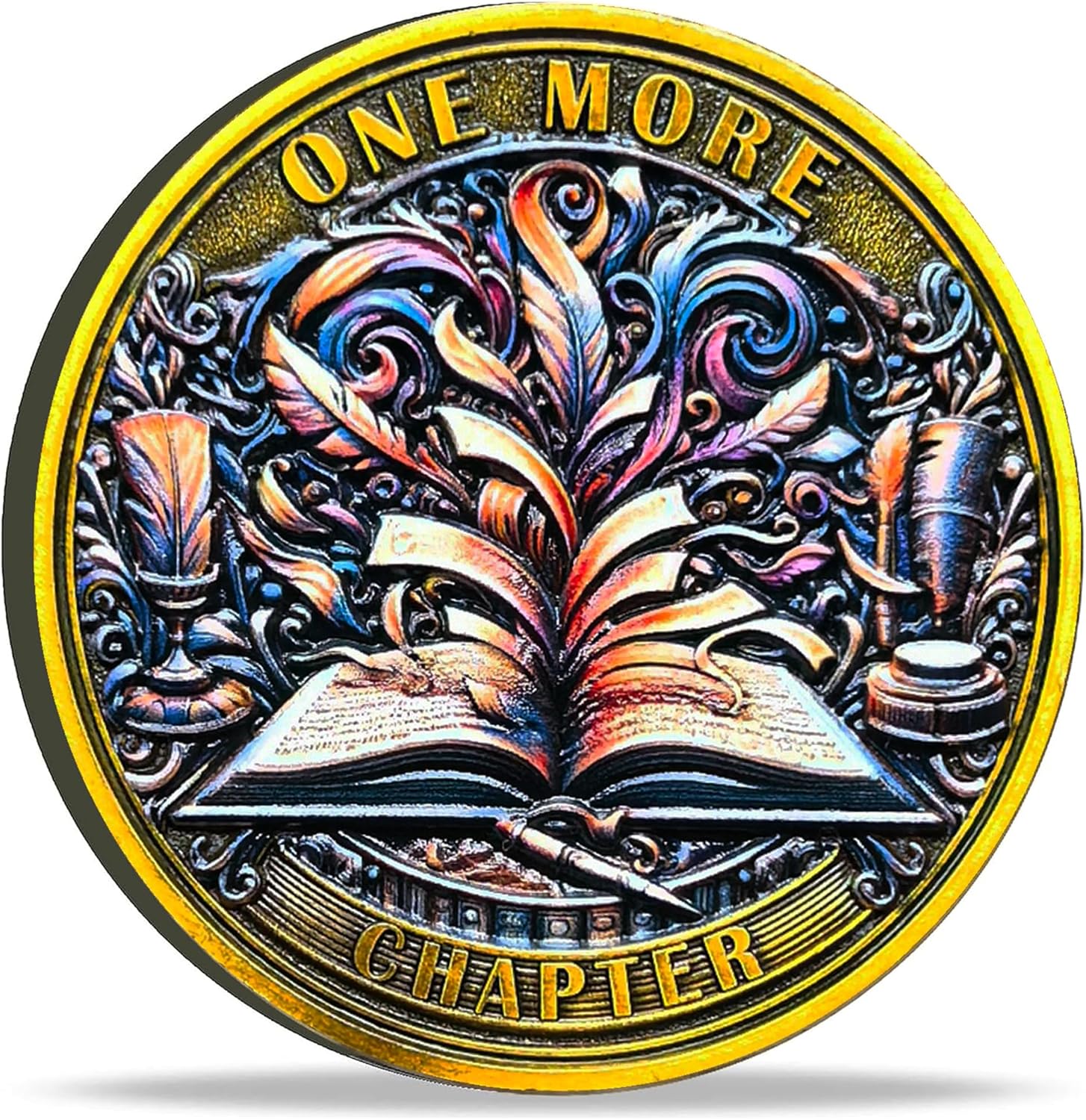 Double-Sided Decision Coin with One More Chapter and Go to Bed Designs - Perfect for Book Lovers and Night Owls