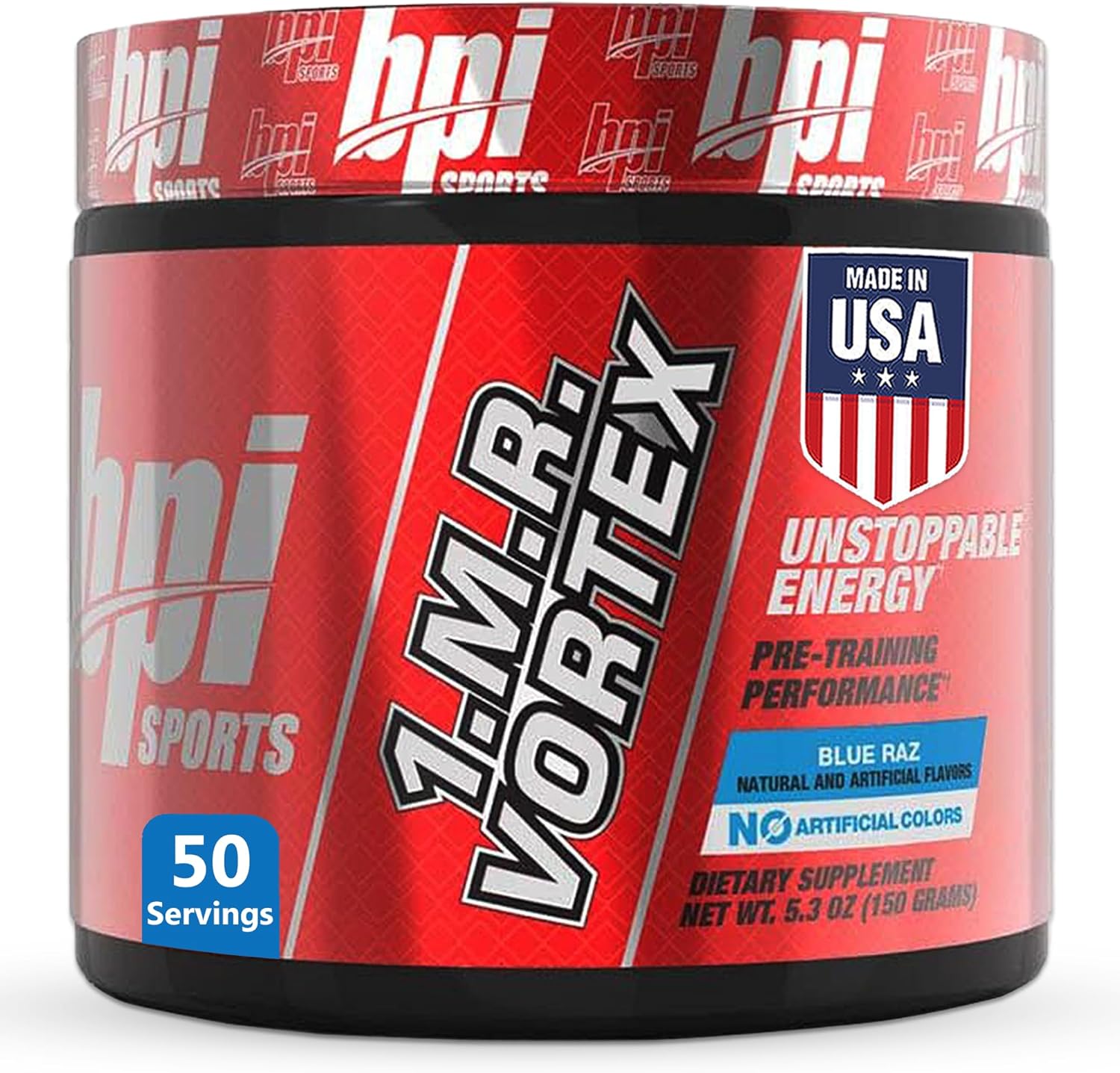 BPI Sports 1.M.R Vortex Pre Workout Powder – High Stim Preworkout for Men & Women with Glycerol, Caffeine, Niacin, and Herbal Extracts – Energy, Focus & Endurance – Blue Raz Flavor – 50 Servings