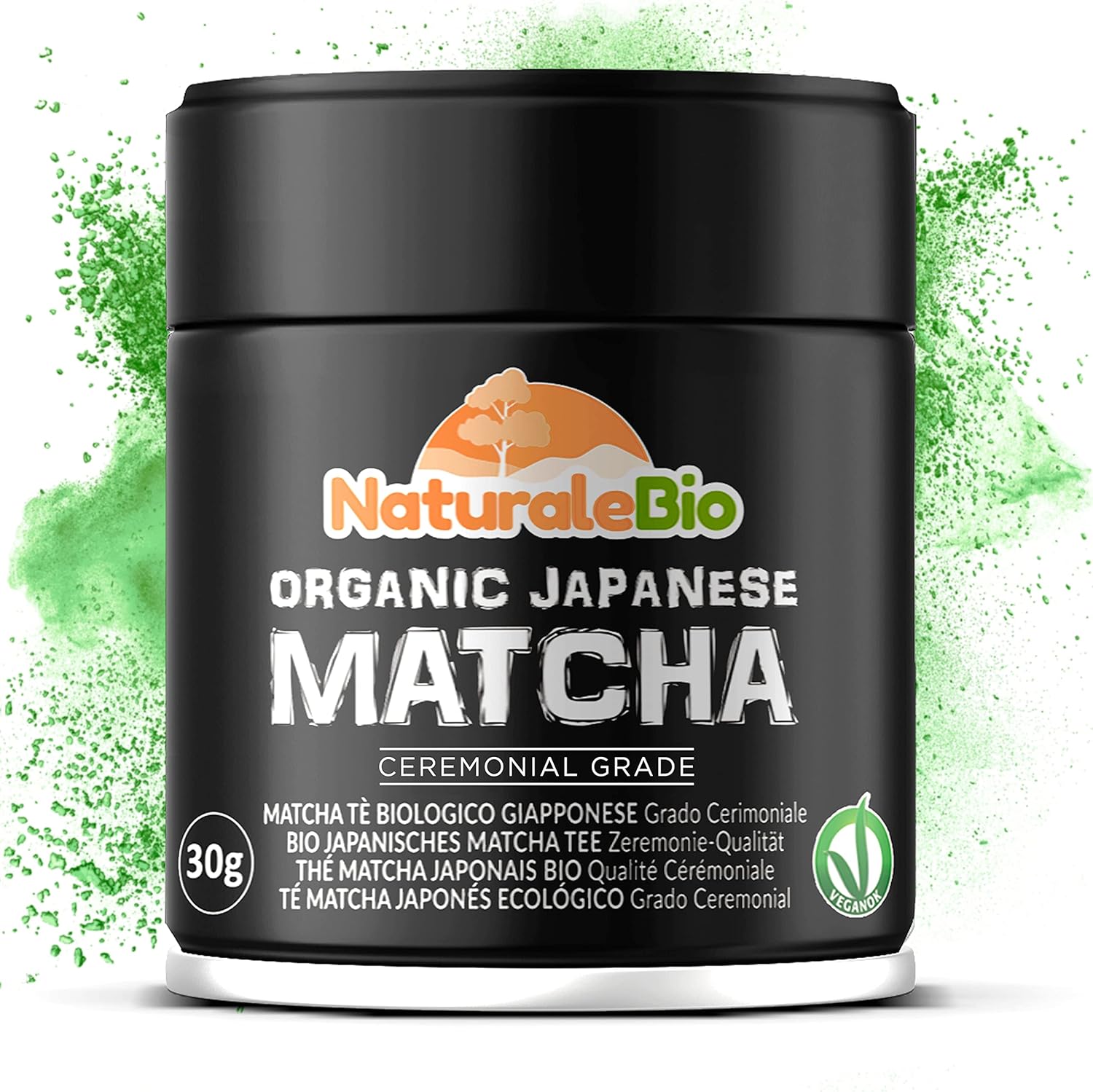 NaturaleBio Organic Ceremonial Grade Matcha Powder, 30g Tin. First Harvest Japanese Green Tea From Uji, Kyoto. Pure, Free From Added Sugars. For Japanese Tea Ceremony